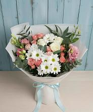 Букет цветов из:  Розы, Лизиантусы и Хризантемы в Больших Березниках