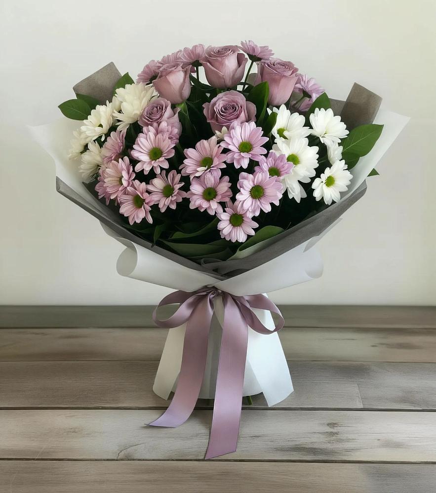 Букет цветов из: Хризантемы и Розы в Больших Березниках