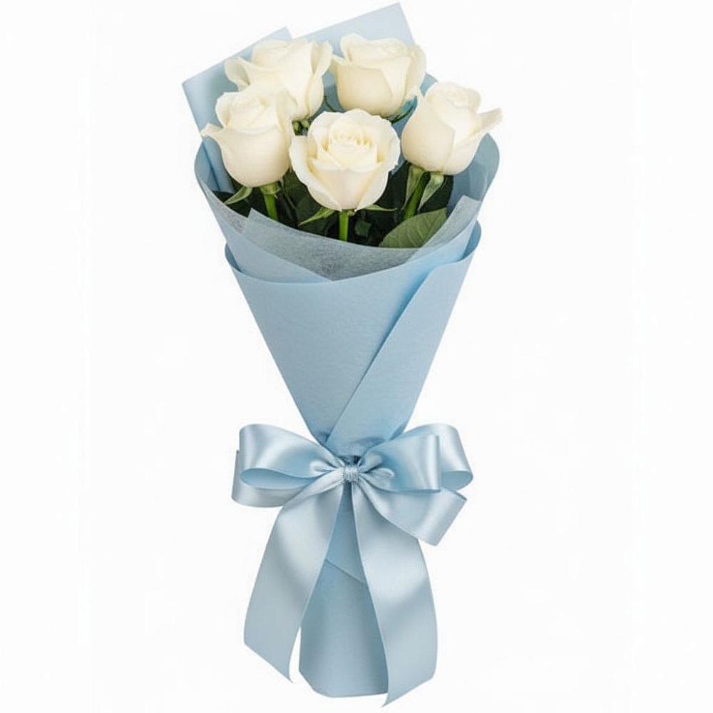 Букет 5 Белых роз Проуд в Больших Березниках