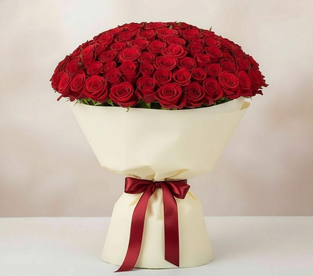 Букет 101 Красная роза Милано в Больших Березниках
