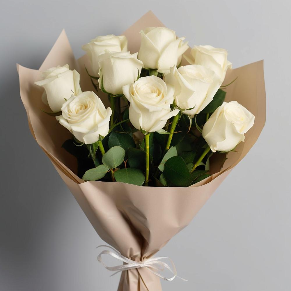 Букет 9 Белых роз Эдлесс Лав в Больших Березниках