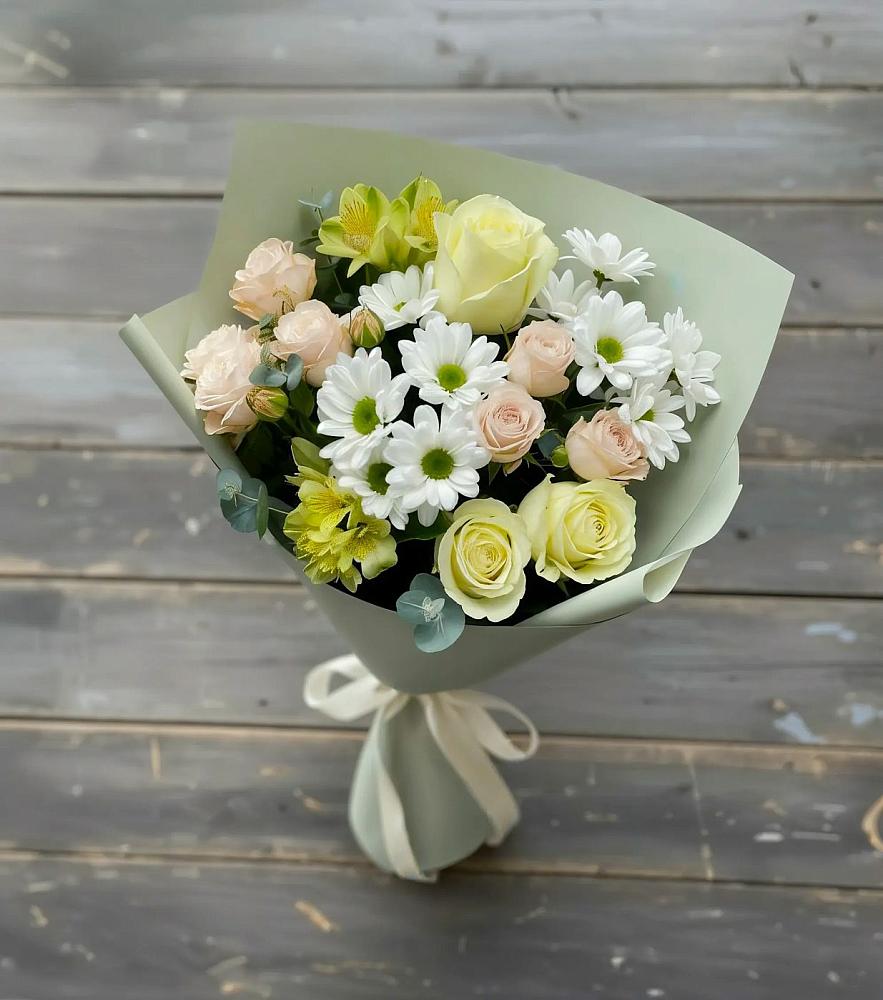 Букет цветов из: Альстромерии, Розы и Хризантемы в Больших Березниках