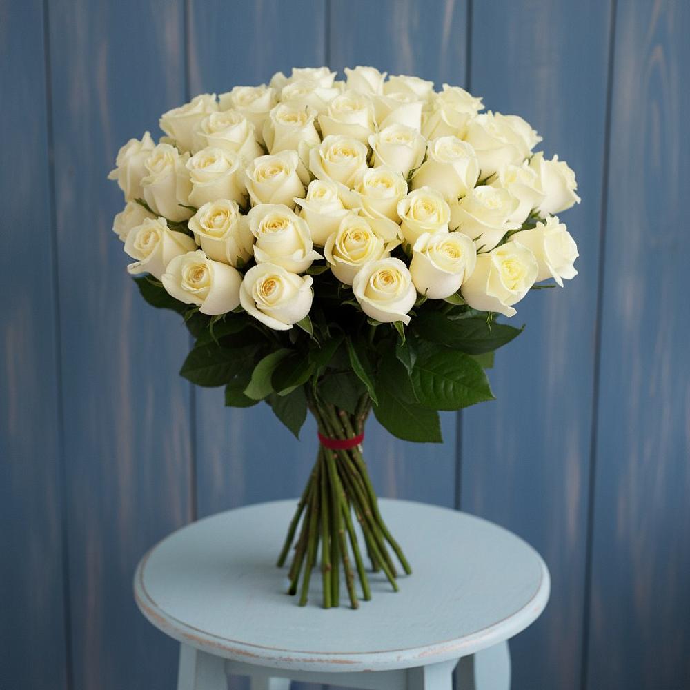 Букет 51 Белая роза Эдлесс Лав в Больших Березниках