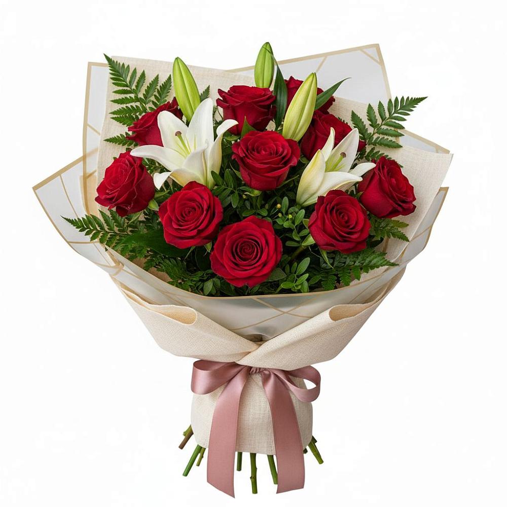 Букет цветов из: Лилии и Розы в Больших Березниках