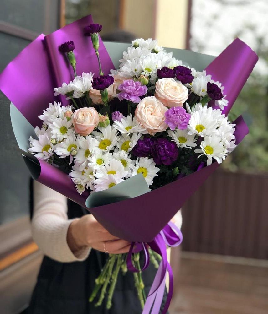 Букет цветов из: Хризантемы, Гвоздики и Розы в Больших Березниках