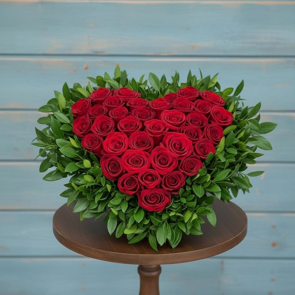 Цветочная композиция из Розы в виде сердца в Больших Березниках