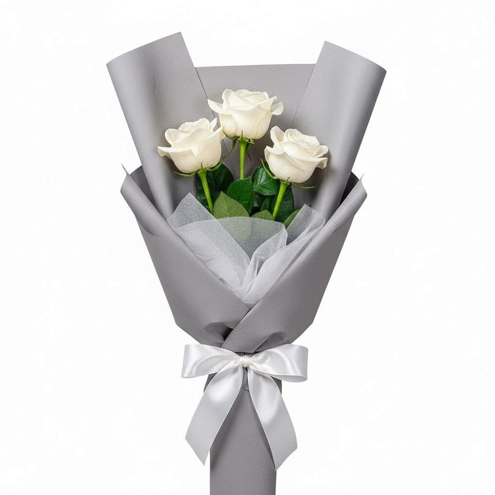 Букет 3 белые розы в Больших Березниках