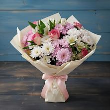 Букет цветов из:  Хризантемы, Альстромерии и Розы в Больших Березниках