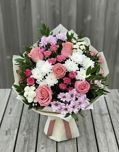 Букет цветов из:  Альстромерии, Гвоздики, Розы и Хризантемы #REPLACE_PRED# Больших Березниках