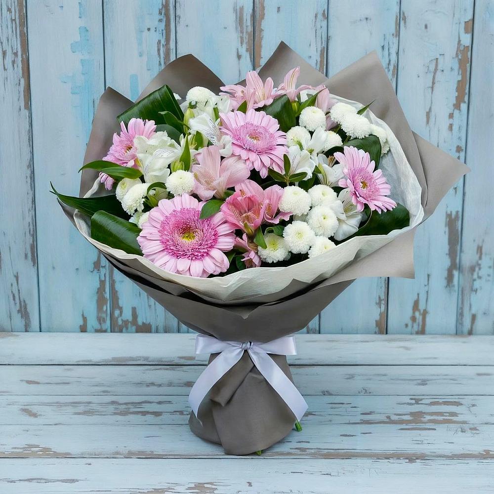 Букет цветов из: Герберы, Альстромерии и Хризантемы в Больших Березниках